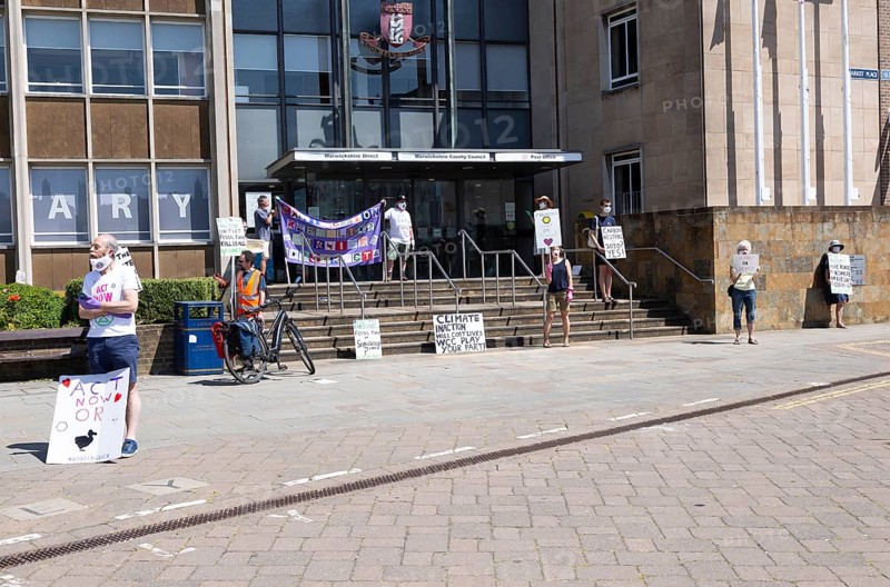 Extinction Rebellion climate change campaign silent protest, County Council HQ, Warwick, Warwickshire, England, UK, 30 May 2020