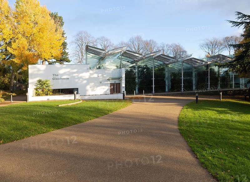 The Glasshouse building Jephson, Gardens park, Royal Leamington Spa, Warwickshire, England, UK