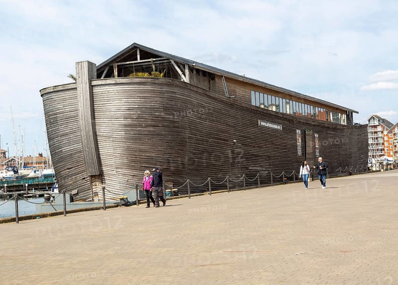 Noah's ark replica floating museum ship Verhalen Ark, Wet Dock, Ipswich, Suffolk, England, UK
