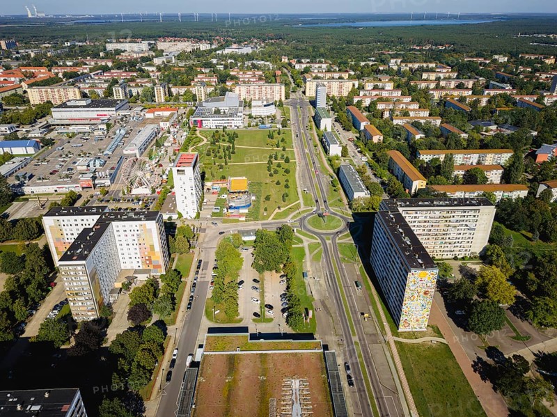 GDR prefabricated buildings in the centre of Hoyerswerda, Hoyerswerda, Saxony, Germany, Europe