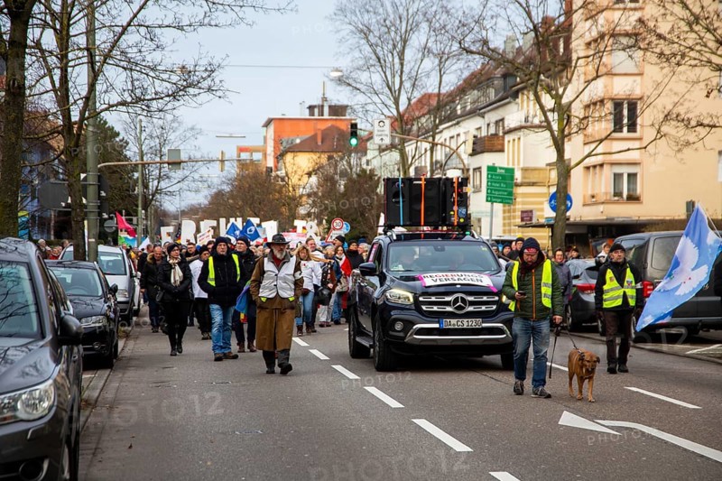 Karlsruhe, 10 December 2023: Large demonstration in favour of reappraisal of the coronavirus measures. A symbolic criminal complaint was filed against the members of the Bundestag who voted in favour of mandatory vaccination at the facilities