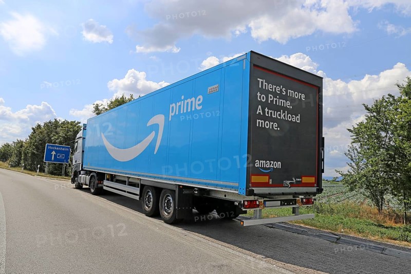 Amazon truck in a motorway car park on the A 61 near Ludwigshafen