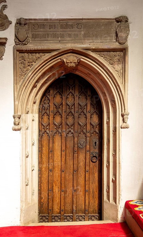 Interior of church of Saint Mary, Halesworth, Suffolk, England, UK, Vestry door dating from late 15th century