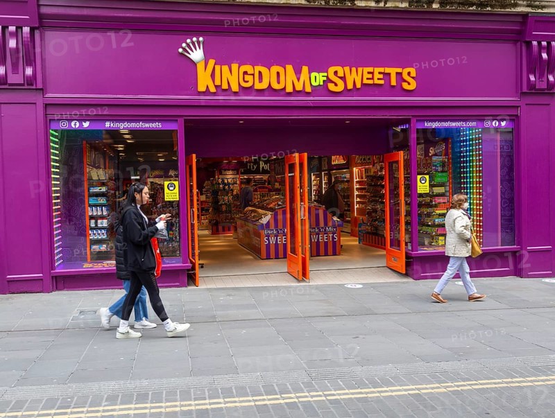 Kingdom of Sweets shop store, Stall Street, Bath, Somerset, England, UK