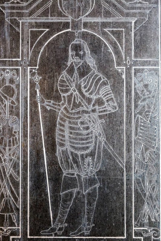 17th century memorial to Captain John Timperley died 1629 Captayne John Timperley, son of Nicholas Timperley of Hintlesham Hall, for whose pyous memorie his loving wife caused this memoriall too too little to expresse either his deserte or her affection Church of Saint Nicholas, Hintlesham, Suffolk, England, UK