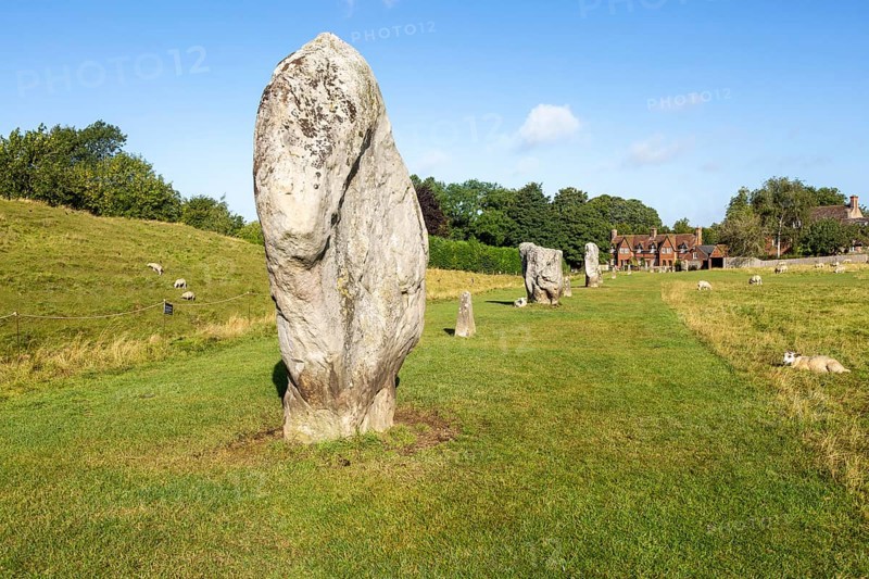 Standing stones in south west quadrant neolithic stone circle henge prehistoric monument, Avebury, Wiltshire, England UK