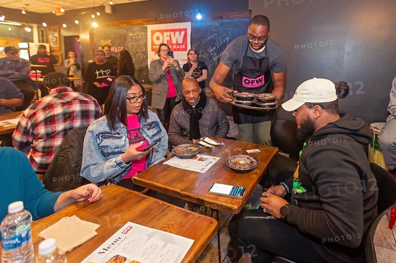 Detroit, Michigan USA, 8 February 2024, Michigan Lt. Governor Garlin Gilchrist spent an hour as a server at Yum Village restaurant to promote the campaign for One Fair Wage. One Fair Wage works for a living minimum wage for all and the elimination of the sub-minimum wage for tipped workers