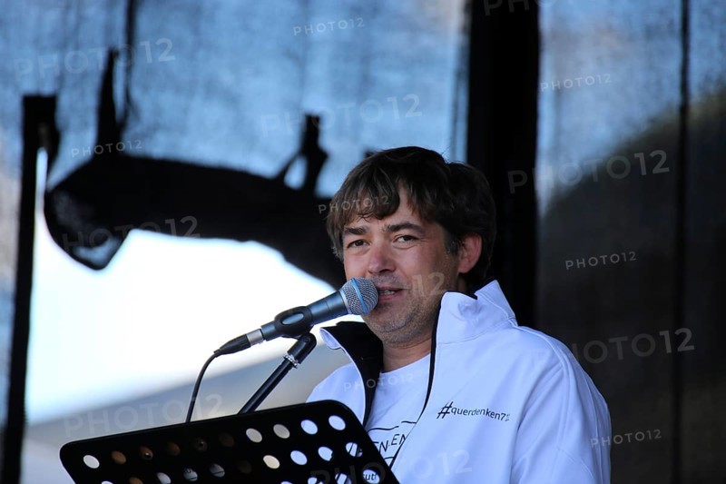 Karlsruhe: Michael Ballweg speaks at the Corona protests against the measures taken by the federal government. The protests were organised by the Querdenken 721 Karlsruhe initiative