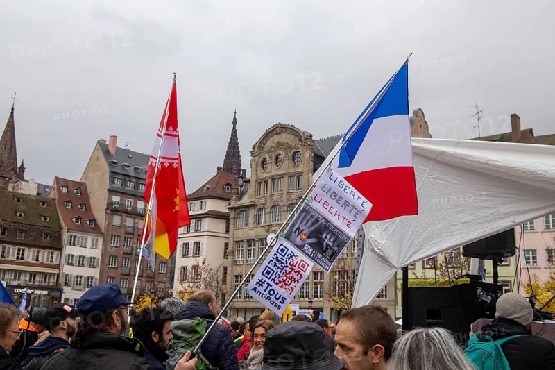 Strasbourg, France: Large demonstration for freedom against the corona measures and the vaccination pressure in France, Germany and other parts of Europe. The demonstration was organised by the peace initiative Europeansunited
