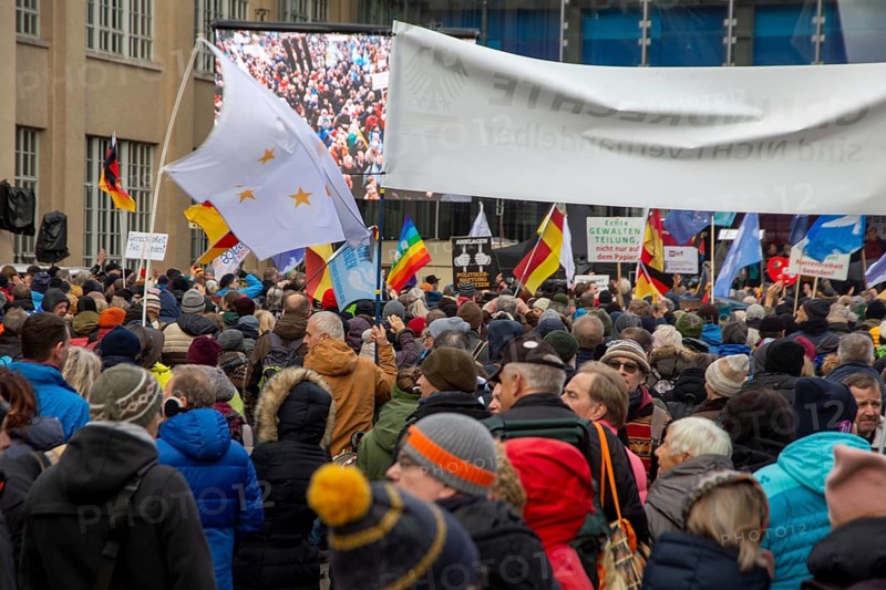 Karlsruhe, 10 December 2023: Large demonstration in favour of reappraisal of the coronavirus measures. A symbolic criminal complaint was filed against the members of the Bundestag who voted in favour of mandatory vaccination at the facilities