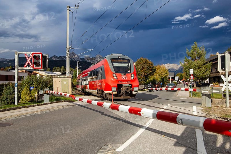 The Werdenfelsbahn, a local train operated by Deutsche Bahn, in Seefeld, Tyrol. The Werdenfelsbahn runs from Munich to Innsbruck