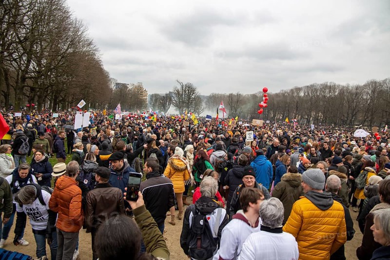 Brussels, 23 January: European demonstration for democracy, organised by the Europeans United initiative. The reason for the large demonstration is the encroachment on fundamental rights in Belgium, Germany, France and other states within the EU, Europe