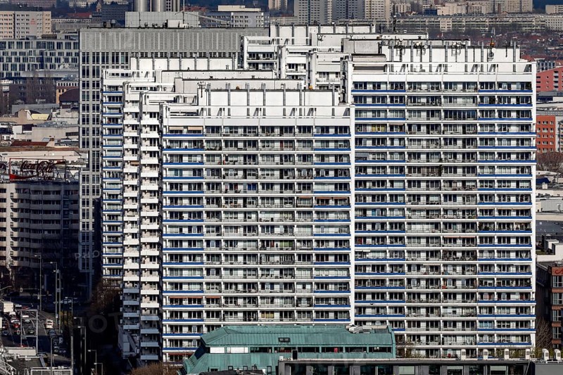 High-rise buildings on Leipziger Strasse, Berlin, 19.04.2021