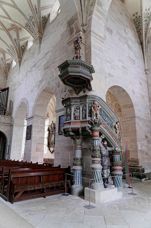 Pulpit, Cistercian monastery Bebenhausen, Tuebingen, Baden-Wuerttemberg, Germany, Europe