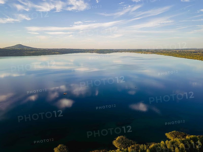 Lake Berzdorf is located on the southern city limits of Goerlitz in Upper Lusatia. It consists of the residual hole of the former Berzdorf open-cast lignite mine, which was flooded from 2002 to early 2013, Goerlitz, Saxony, Germany, Europe