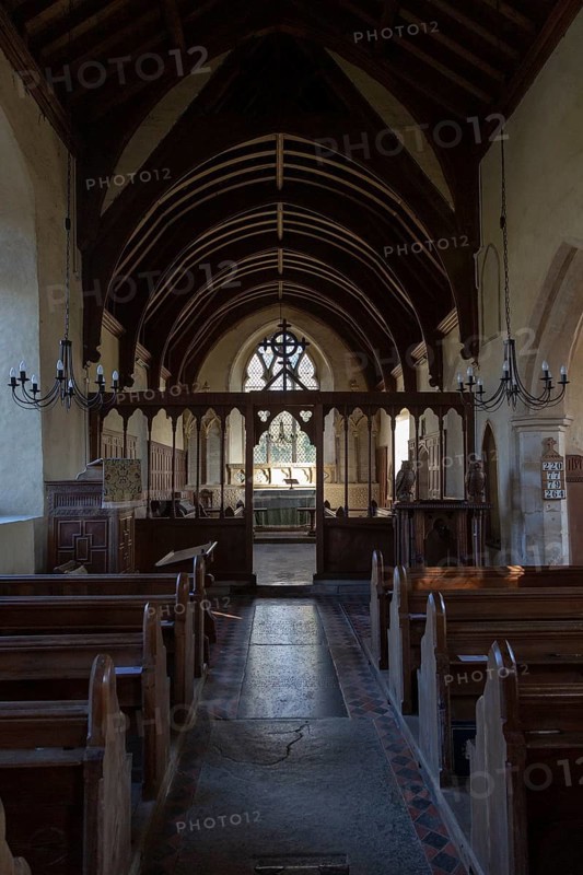 Interior of village parish church St James South Elmham, Suffolk, England, UK