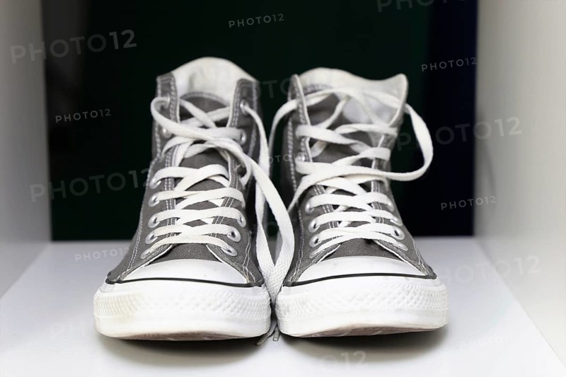 Grey Chucks on a shelf