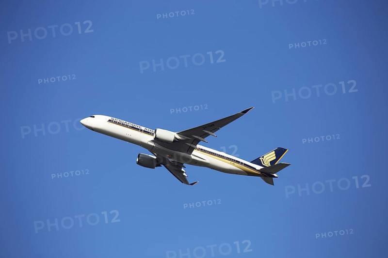 A Singapore Airlines passenger aircraft takes off from Frankfurt Airport