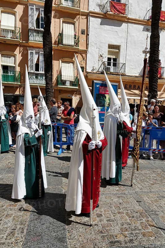 Semana Santa, procession with Nazarenos and tourists, celebrations in Cadiz, Spain, Europe