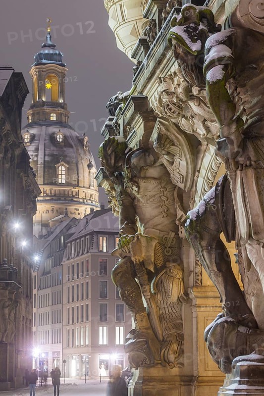 Dresden's Old Town with its historic buildings. Augustusstrasse Passage between Georgentor and Staendehaus to the Church of Our Lady, Dresden, Saxony, Germany, Europe