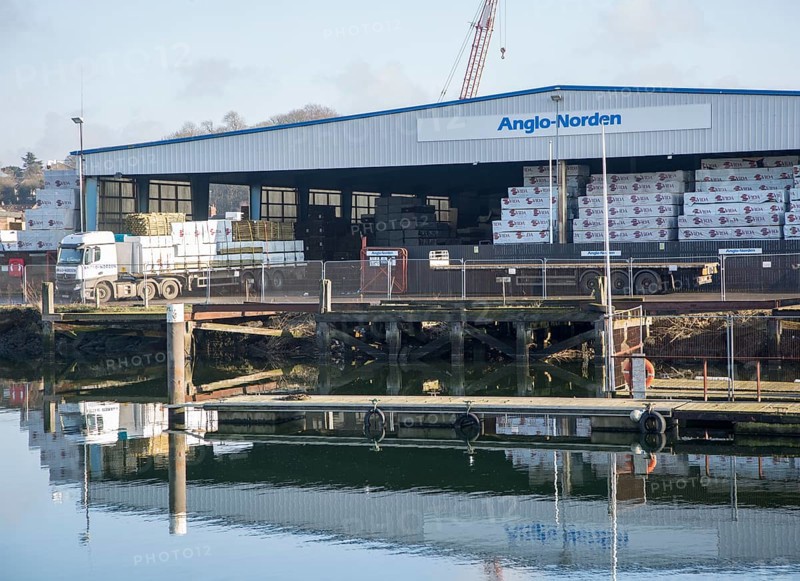 Anglo-Norden timber warehouse Ipswich Wet Dock waterside redevelopment, Ipswich, Suffolk, England, Uk