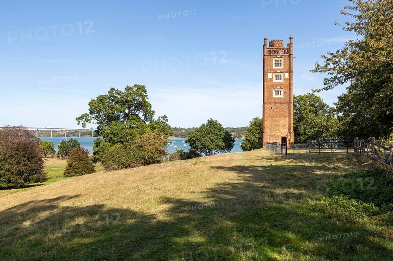Freston Tower, a six-storey red brick Tudor folly built in 1570s, near Ipswich, Suffolk, England, UK