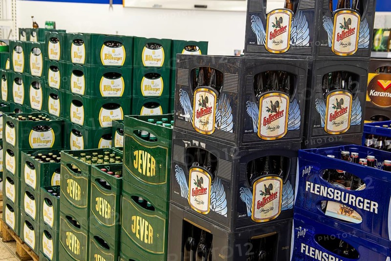 February 2024: Crates of beer in the supermarket