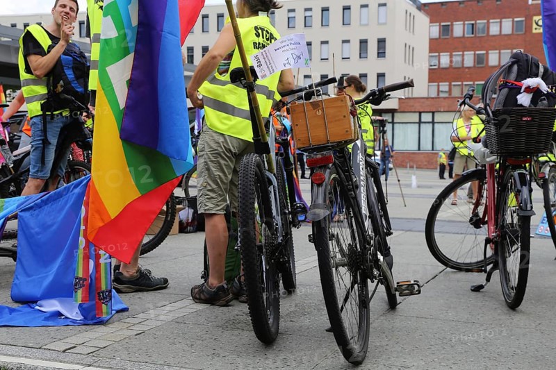 Ramstein 2021 peace camp bicycle demonstration: A bicycle demonstration took place on Saturday under the motto Stop Ramstein Air Base, organised as a rally from the starting points in Kaiserslautern, Kusel, Pirmasens and Homburg
