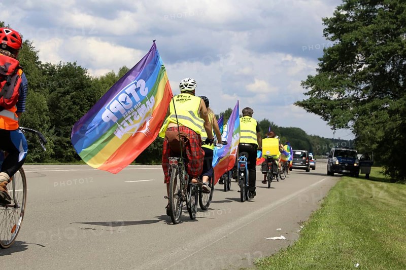 Ramstein 2021 peace camp bicycle demonstration: A bicycle demonstration took place on Saturday under the motto Stop Ramstein Air Base, organised as a rally from the starting points in Kaiserslautern, Kusel, Pirmasens and Homburg