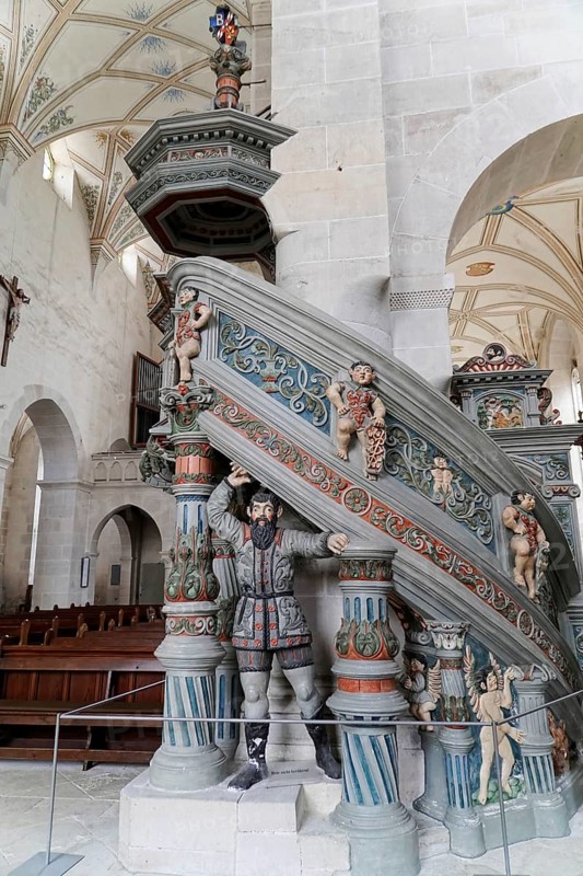 Pulpit, Cistercian monastery Bebenhausen, Tuebingen, Baden-Wuerttemberg, Germany, Europe
