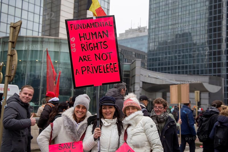 Brussels, 23 January: European demonstration for democracy, organised by the Europeans United initiative. The reason for the large demonstration is the encroachment on fundamental rights in Belgium, Germany, France and other states within the EU, Europe