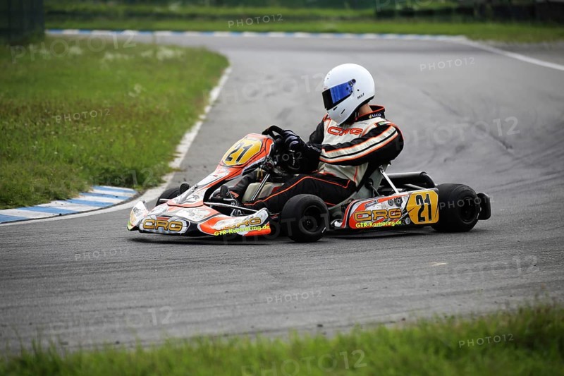 Kart driver on the Walldorf kart track, Baden-Wuerttemberg