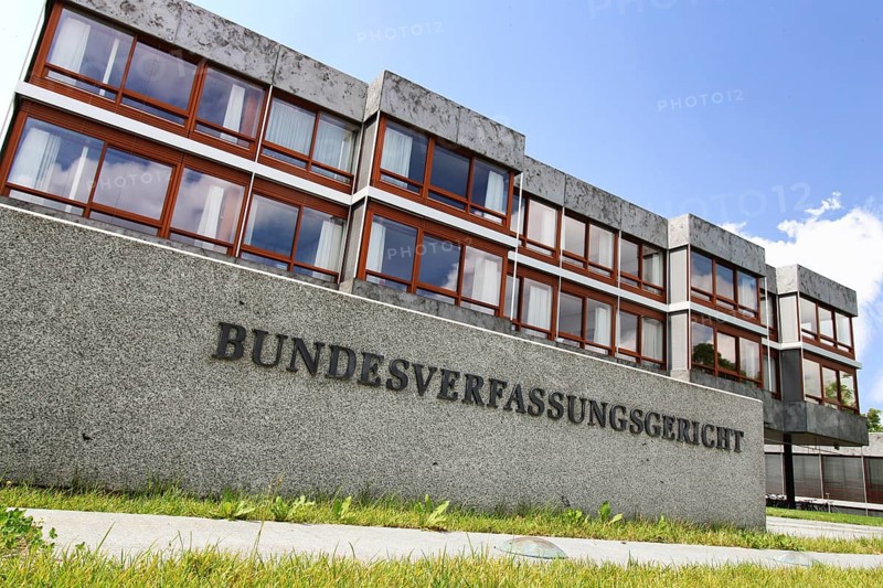 Close-up of the famous stone block in front of the Federal Constitutional Court in Karlsruhe