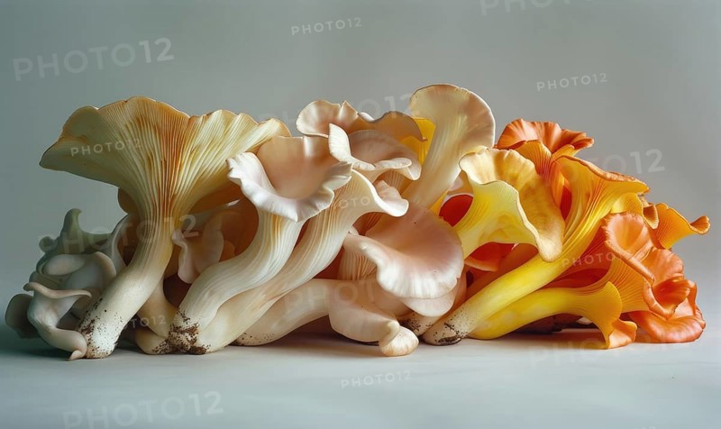 Mushroom Pleurotus ostreatus on white background AI generated