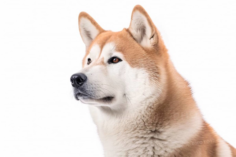 Portrait of Akita Inu dog on white background. KI generiert, generiert AI generated