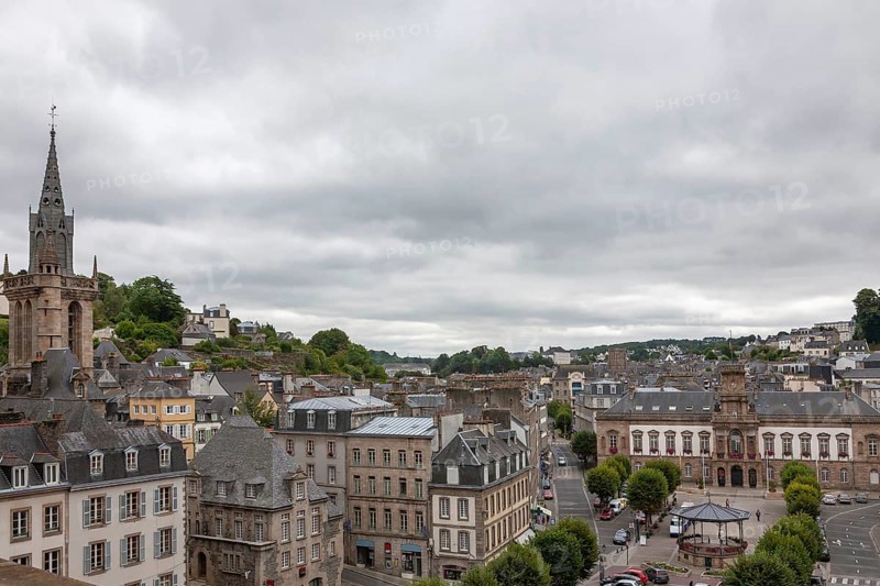 Town view of Morlaix in the north of the Departement Finistere, Brittany, France, Europe