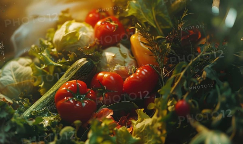 Tomatoes background. Top view of different varieties of tomatoes. Vegetables background. AI generated