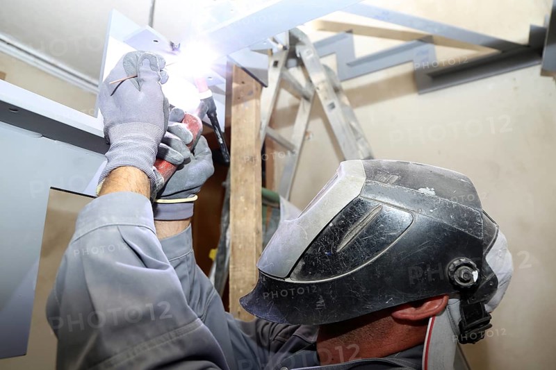 Metal worker during welding work
