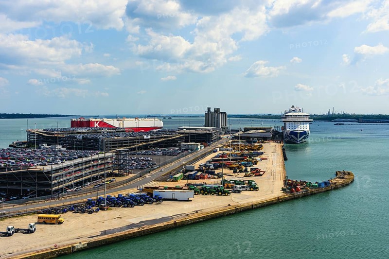 Queen Elizabeth II cruise terminal and Southampton Docks, Southampton, Hampshire, England, United Kingdom, Europe