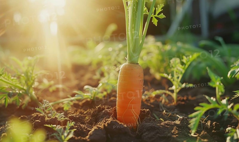 Carrot grows in the garden. Selective focus. nature AI generated