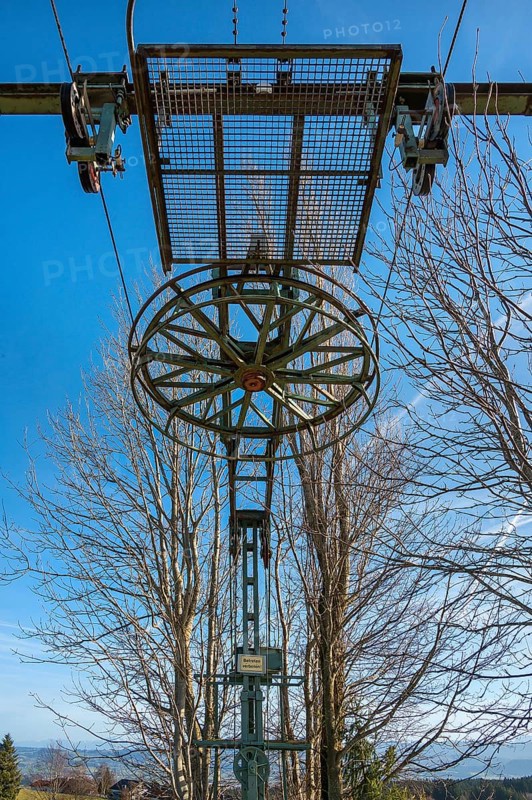 End mast of a disused ski lift on the Buchenberg, Buchenberg, Allgaeu, Bavaria, Germany, Europe