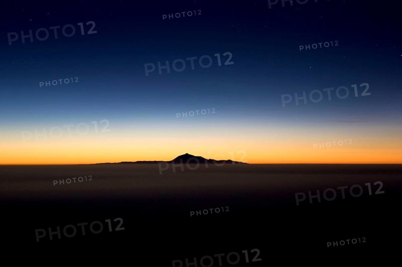 View from Roque de los Muchachos to mount Pico de Teide on Tenerife in the early morning, La Palma, Canary Islands, Spain, Europe