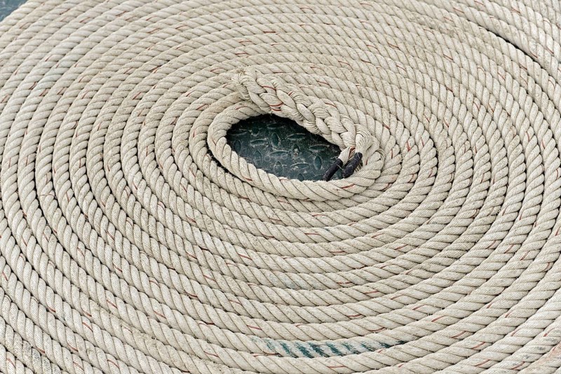 Rope, boat trip on the Irrawaddy, Irrawaddy, Myanmar, Asia