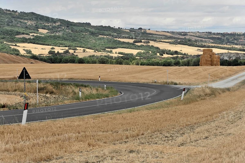 Harvested fields south of Siena, Crete Senesi, Tuscany, Italy, Europe
