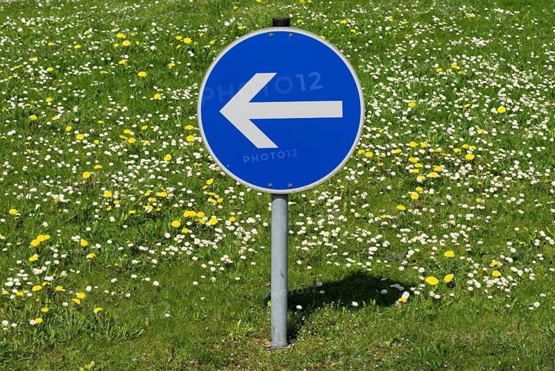 Sign go make a turn to the left Munich, Upper Bavaria, Germany, Europe