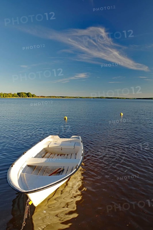 Small lake on a lake in the evening light, Kristinehamm, Goeta Canal, Goetaland, Sweden, Europe