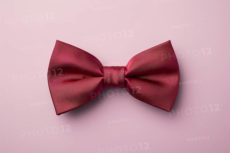Burgundy red bow tie on pink background. KI generiert, generiert AI generated