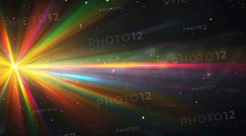 An abstract composition of a light spectrum dispersing into vibrant colors against a dark space, ai generated, AI generated