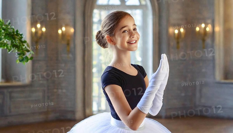 AI generated, girl, 10, 12, years, dark-haired, dark-haired, dances, dancing, ballet, study, exercise, classical, classical dance, ballet dance, stage dance, fitness, fitness alternative, body, emphasised, emphasised, figure, figures, classical music, hall, theatre, castle, system of dance steps, strength, agility, accuracy, body control, coordination, ballet suit, leotard, white gloves