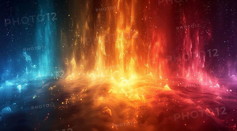 Abstract glowing representation of a fiery landscape with a vivid color gradient, ai generated, AI generated